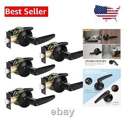 5-Pack Universal Door Lever Handle Set Matte Black Finish with Locking Feature