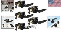 5-Pack Universal Door Lever Handle Set Matte Black Finish with Locking Feature