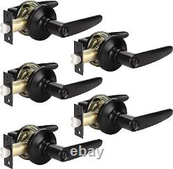 5-Pack Universal Door Lever Handle Set Matte Black Finish with Locking Feature