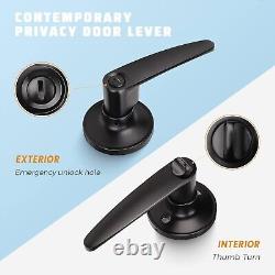 5-Pack Universal Door Lever Handle Set Matte Black Finish with Locking Feature