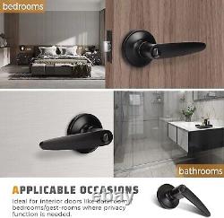 5-Pack Universal Door Lever Handle Set Matte Black Finish with Locking Feature