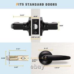 5-Pack Universal Door Lever Handle Set Matte Black Finish with Locking Feature