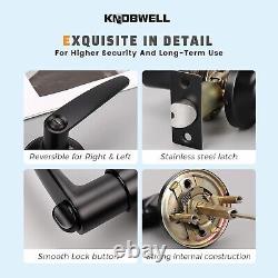 5-Pack Universal Door Lever Handle Set Matte Black Finish with Locking Feature