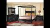 5 Pc Antique Black Finish Wood Queen Canopy Bedroom Set