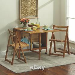5-Pc. Space-Saving Foldable Portable Dining Set- 1 Table & 4 Chairs, Oak Finish