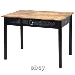 5-Piece Black Dining Set Metal Table and 4-Chairs Kitchen Breakfast Furniture