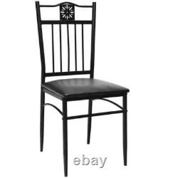 5-Piece Black Dining Set Metal Table and 4-Chairs Kitchen Breakfast Furniture