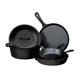 5-pieces Cast Iron Durable Kitchenware Black Finish Lodge Round Cookware Set