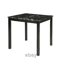5pc Transitional Black Faux Marble Finish Counter Height Dining Table Chair Set