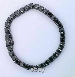 6 CT Created Black Diamond Prong Set Tennis Bracelet 14K Black Gold Finish