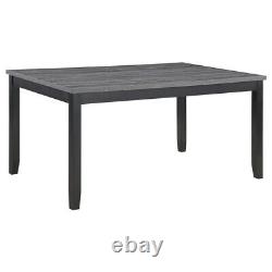 6 Pc Grey Fabric & Black Finish Dining Table Chairs Dining Room Furniture Set