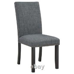 6 Pc Grey Fabric & Black Finish Dining Table Chairs Dining Room Furniture Set