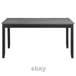 6 Pc Grey Fabric & Black Finish Dining Table Chairs Dining Room Furniture Set