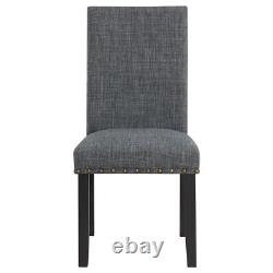 6 Pc Grey Fabric & Black Finish Dining Table Chairs Dining Room Furniture Set