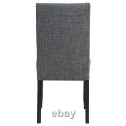 6 Pc Grey Fabric & Black Finish Dining Table Chairs Dining Room Furniture Set