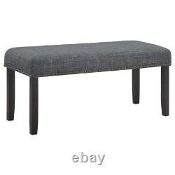 6 Pc Grey Fabric & Black Finish Dining Table Chairs Dining Room Furniture Set