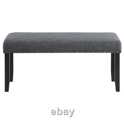 6 Pc Grey Fabric & Black Finish Dining Table Chairs Dining Room Furniture Set