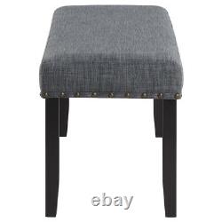 6 Pc Grey Fabric & Black Finish Dining Table Chairs Dining Room Furniture Set