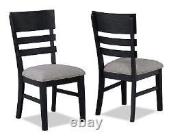 6pc Dining Room Set Rectangular Table Chair Bench Wooden Black Finish Furniture