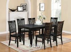 7pc Weston set rectangular dining table + 6 wood seat chairs in black finish