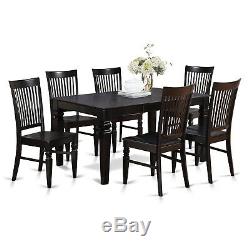 7pc Weston set rectangular dining table + 6 wood seat chairs in black finish