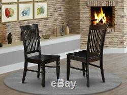 7pc Weston set rectangular dining table + 6 wood seat chairs in black finish