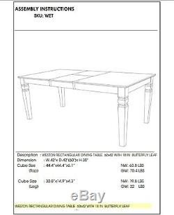 7pc Weston set rectangular dining table + 6 wood seat chairs in black finish