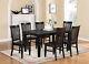7pc Set Rectangular Dinette Dining Table With 6 Wood Seat Chairs In Black Finish