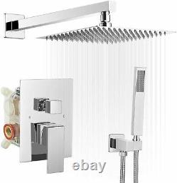 8 inch Rainfall Shower Faucet Set With Handheld Sprayer Chrome Finish Mixer