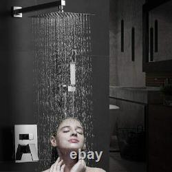 8 inch Rainfall Shower Faucet Set With Handheld Sprayer Chrome Finish Mixer