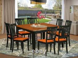 9pc dining set Parfait square table + 8 Avon wood chairs in cherry black finish