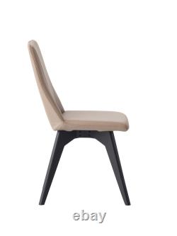 ACME Redmond Side Chair (Set-2), Khaki Leather & Black Finish DN02399