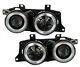 Angel Eyes Headlights Set For Bmw 7 Series E32 5 Series Bmw E34 In Black Finish