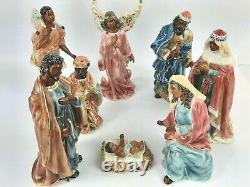African American Black Christmas Nativity Set 8 Pc ethnic faith pearl finish NEW