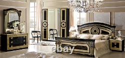 Aida Italian Bedroom Set in Black and Gold Finish 5 Piece King Size