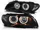 Angel Eyes Halo Headlight Set For Bmw E46 Coupe Cabrio 03-06 Clear Black Finish