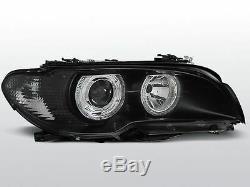 Angel Eyes HALO Headlight Set FOR BMW E46 Coupe Cabrio 03-06 Clear Black finish