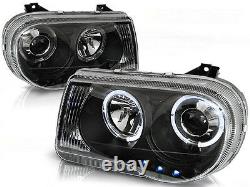 Angel Eyes Headlight Set FOR Chrysler 300C BJ 05-10 Clear Black color finish