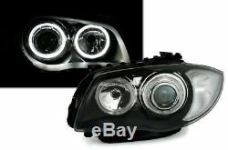 Angel Eyes Headlight Set for BMW E81 E82 E87 E88 in black finish FOR RHD LHD