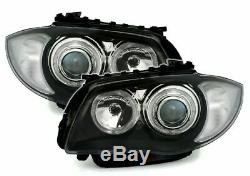 Angel Eyes Headlight Set for BMW E81 E82 E87 E88 in black finish FOR RHD LHD