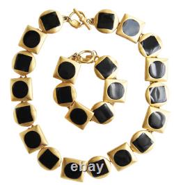 Anne Klein Modernist Geometric Enamel Matte Satin Finish Necklace Bracelet Set