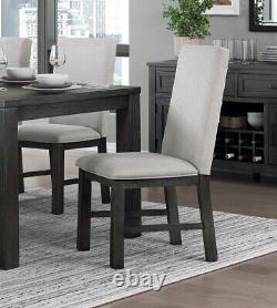 Antique Black Finish Modern 5pc Dining Set Table and 4 Upholstered Dining Chairs