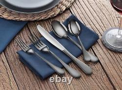 Artaste 56914 Rain 18/10 Stainless Steel Flatware 36-Piece Set Black Finished