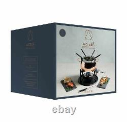 Artesa Fondue Set with Hammered Copper Finish in Gift Box, Stainless Steel, 6