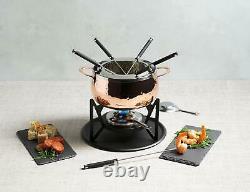 Artesa Fondue Set with Hammered Copper Finish in Gift Box, Stainless Steel, 6