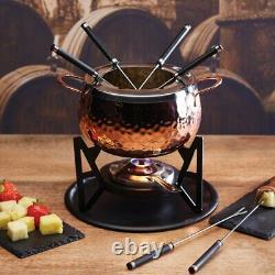 Artesa Fondue Set with Hammered Copper Finish in Gift Box, Stainless Steel, 6