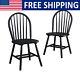 Autumn Lane Windsor Solid Wood Dining Chairs Armless Durable Set 2 Black Finish