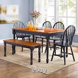 Autumn Lane Windsor Solid Wood Dining Chairs Armless Durable Set 2 Black Finish