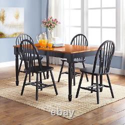 Autumn Lane Windsor Solid Wood Dining Chairs Armless Durable Set 2 Black Finish