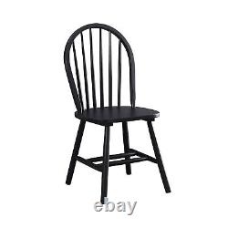 Autumn Lane Windsor Solid Wood Dining Chairs Armless Durable Set 2 Black Finish